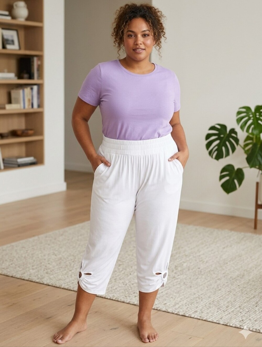 White Heram Cropped Pants with Ring Detail